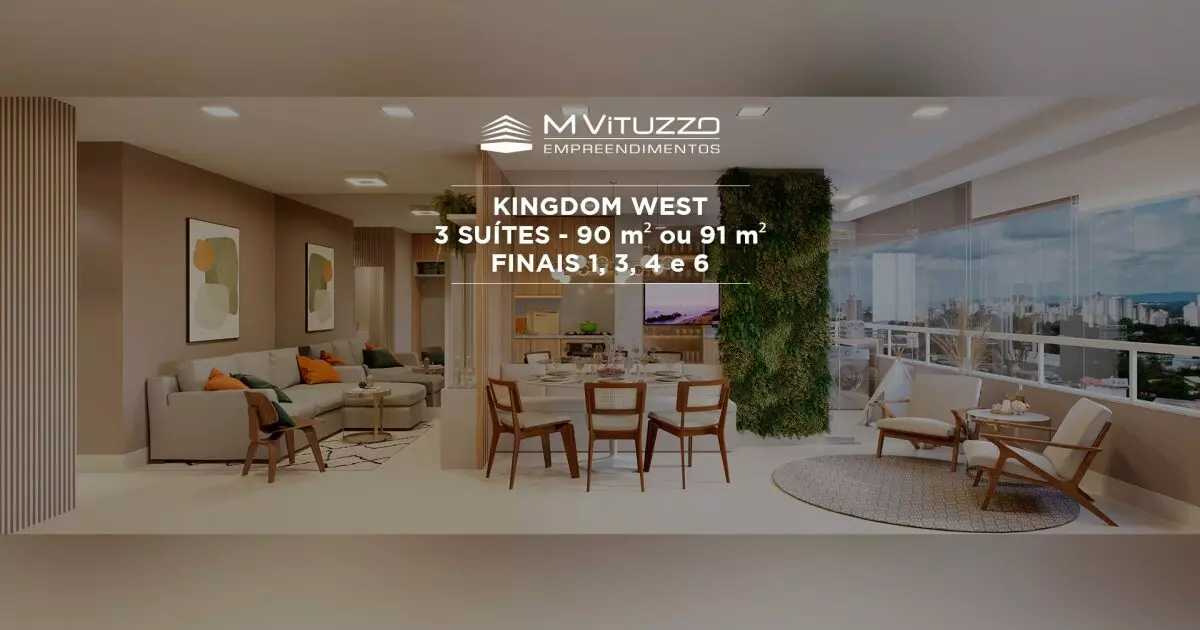 Kingdom West – 3 suítes – 90m² ou 91m² – finais 1, 3, 4 e 6 - Tour Virtual
